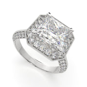 Beatrice Princess Cut Halo Pave Knife Edge Milgrain Engagement Ring Setting - Nivetta